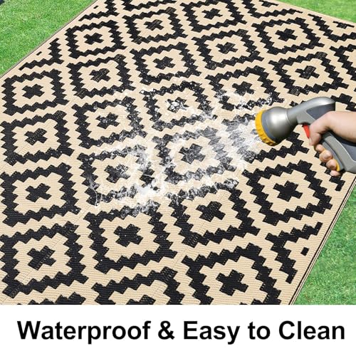 Waterproof Outdoor Rug 5x8 ft, Reversible Plastic Straw Patio Mat Z2613