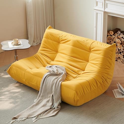 Bean Bag Chair for Adults, Suede & Microfiber Corner Lounge Sofa, 3-Seater, Beige F9802