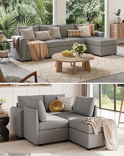 Modular Sectional Sofa with Storage, U Shaped Couch, Blue Y4358