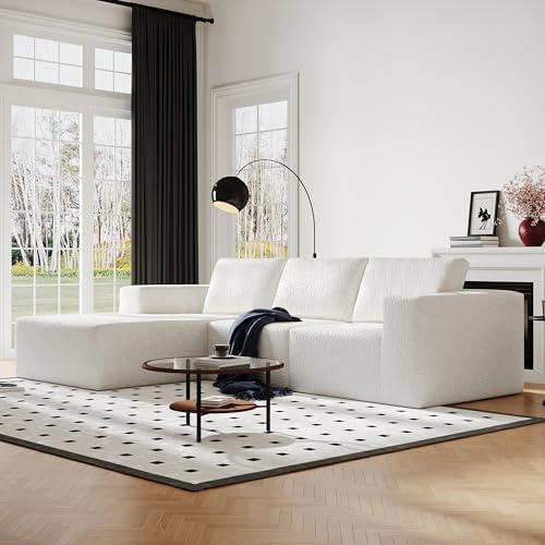 Modular Sectional Couch with L-Shape Chaise, Deep Seat, White Q446344