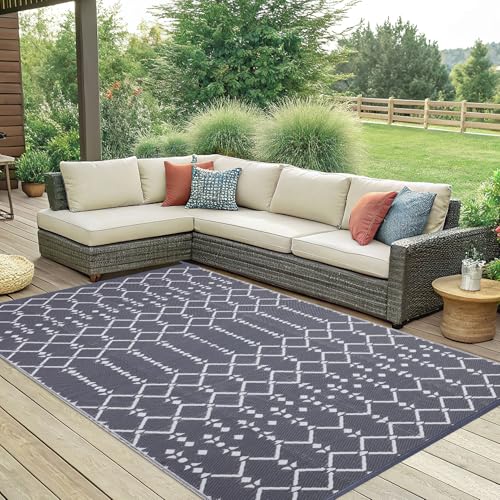 Waterproof Outdoor Rug 5x8 ft, Reversible Plastic Straw Patio Mat Z2613