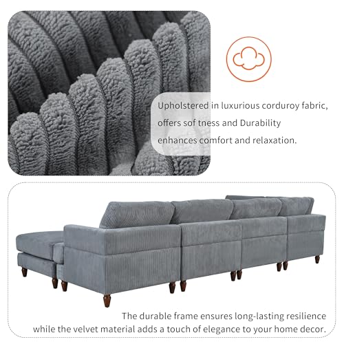 Modular Sectional Sofa with Ottoman, U-Shaped Lounge Couch H930