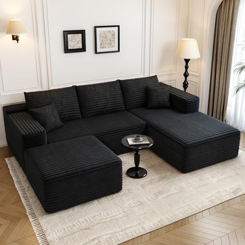 Modular Sectional Sofa with Ottoman, U-Shaped Deep Seat Couch for Living Room O870