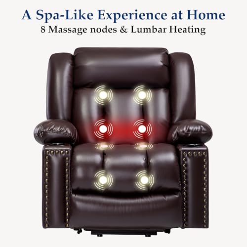 Power Lift Recliner Chair for Elderly with Heat and Massage, Adjustable Positions, Dark Brown P618617