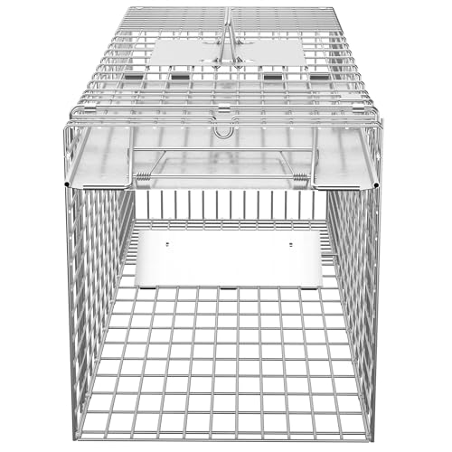 Live Animal Cage Trap 32" Steel Catch Release Humane Rodent Cage V922444