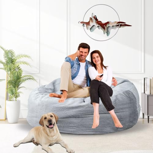 Bean Bag Chair for Adults 3FT, Soft Removable Cover, Light Gray X3039