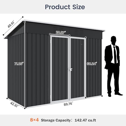 Outdoor Storage Shed 6 x 6 FT Resin Garden Shed with Lockable Door U891