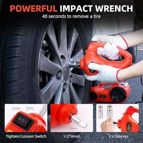 Car Jack 5 Ton 12V Hydraulic Floor Jack with Tire Pump for SUV Truck Sedan Y8373