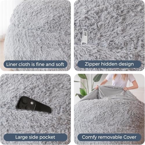 Giant Bean Bag Chair Bed for Adults, Convertible Floor Sofa Mattress R473823
