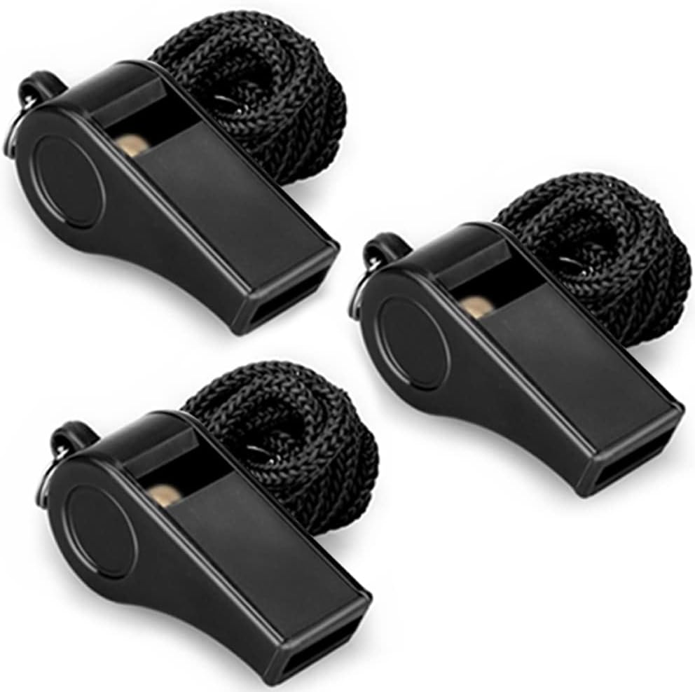 Whistle, 3 Packs Plastic Sports Whistles with Lanyard, Loud Crisp Sound Whistle Ideal for Coaches, Referees, and Officials