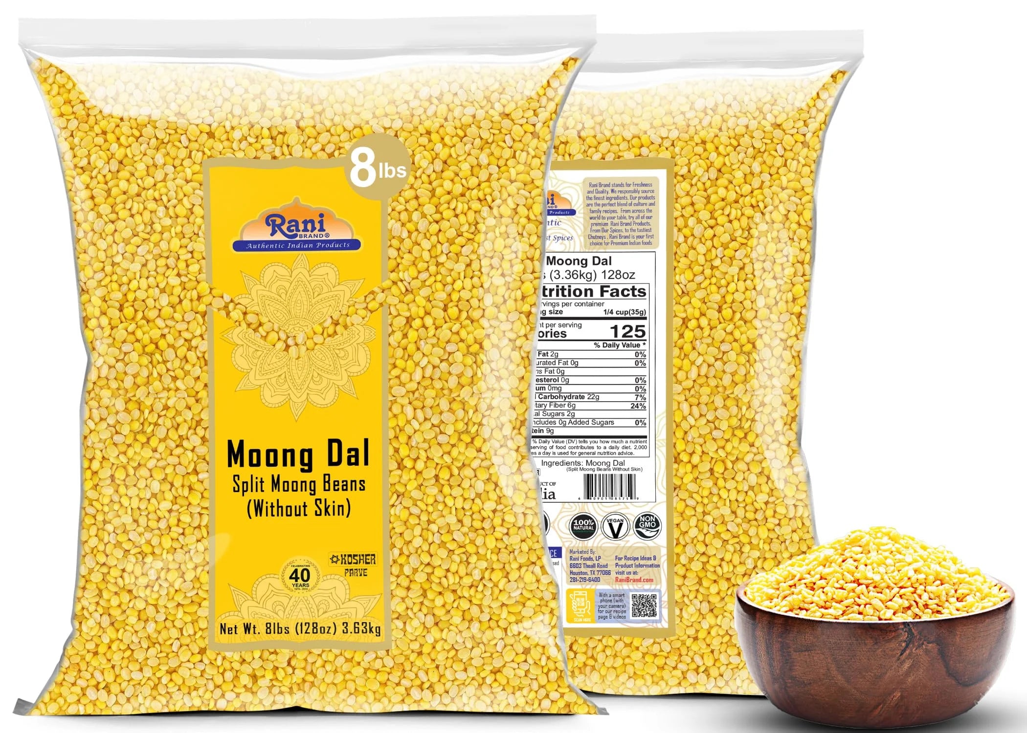 Split Mung Beans Without Skin Lentils, 8lbs Bulk A83919