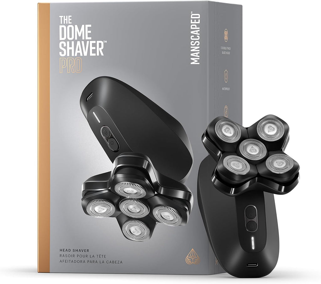 MANSCAPED® The Dome Shaver™ PRO Head Shaver for Bald Men – Five Rotary Blade Design with SkinSafe® & FlexAdjust Technology, Waterproof, USB-C & Wireless Charging Compatible with Travel Lock