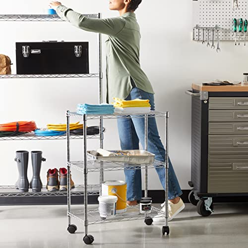 5-Shelf Adjustable Heavy Duty Storage Shelving Unit on Wheel Casters, Metal Wire Rack, Black A697