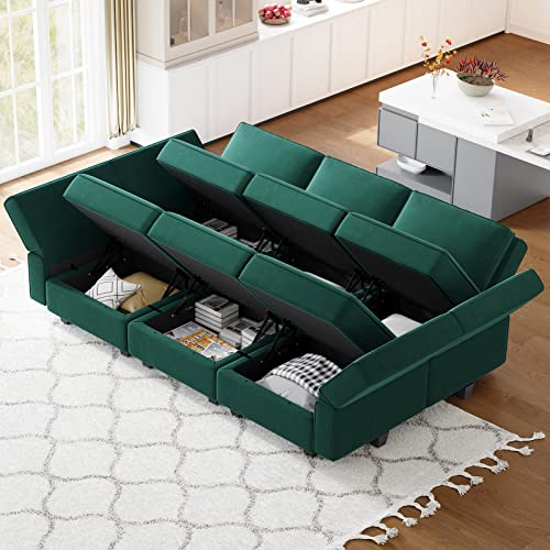Modular Velvet Sectional Sofa with Chaise Lounge and Storage X4138
