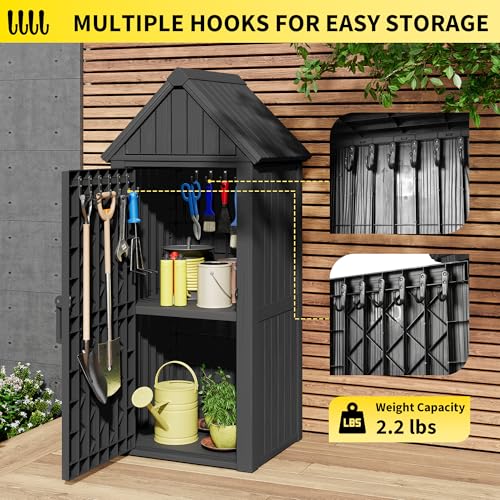 Outdoor Resin Storage Shed with Removable Shelves and Lock X97920