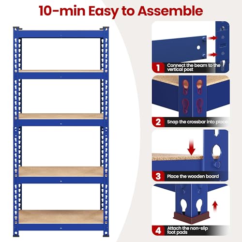 5-Tier Adjustable Metal Shelving Unit for Garage, Pantry, and Warehouse M7734