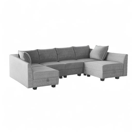 Modular Sectional Sofa with Storage, Grey Z479035