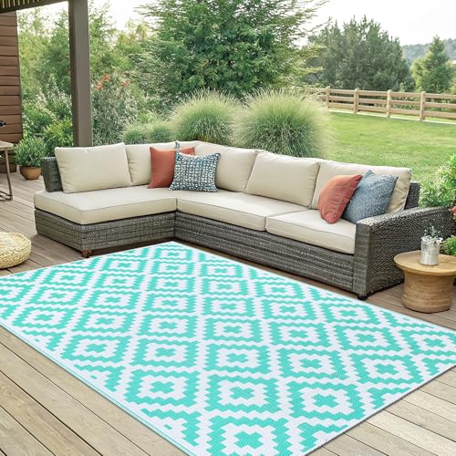 Waterproof Outdoor Rug 5x8 ft, Reversible Plastic Straw Patio Mat Z2613