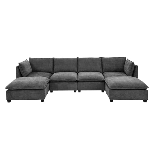 Modular Sectional Sofa with Ottoman, U-Shaped Lounge Couch H930