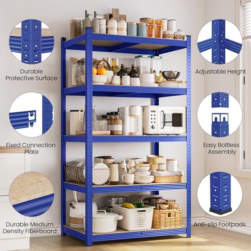 5-Tier Adjustable Metal Shelving Unit for Garage, Pantry, and Warehouse M7734