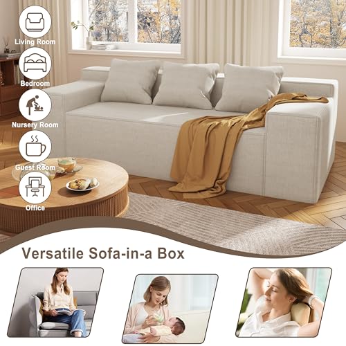 Small Sofa Loveseat with 2 Pillows, Cat-Scratch Resistant Linen, Grey K916760
