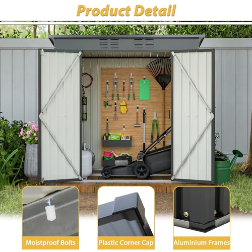 Outdoor Storage Shed, Heavy-Duty All-Weather Tool Shed with Lockable Doors C3585