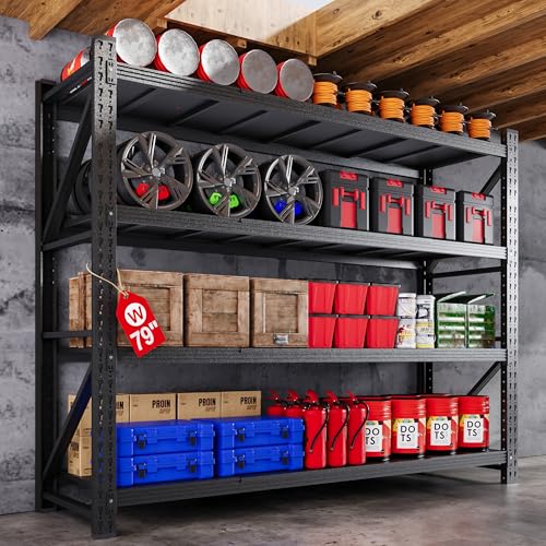 Heavy Duty 4-Tier Metal Garage Shelving Unit, Adjustable Steel Storage Rack D5378