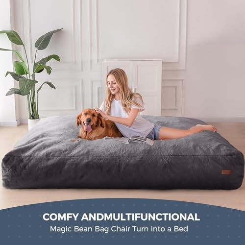 Giant Bean Bag Chair Bed for Adults, Convertible Floor Sofa Mattress R473823