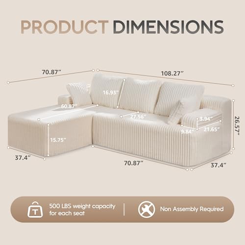 Modular L-Shape Sectional Sofa with Oversized Chaise A47792