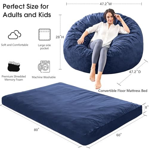 Giant Bean Bag Chair Convertible Bed with Microfiber Cover X2136