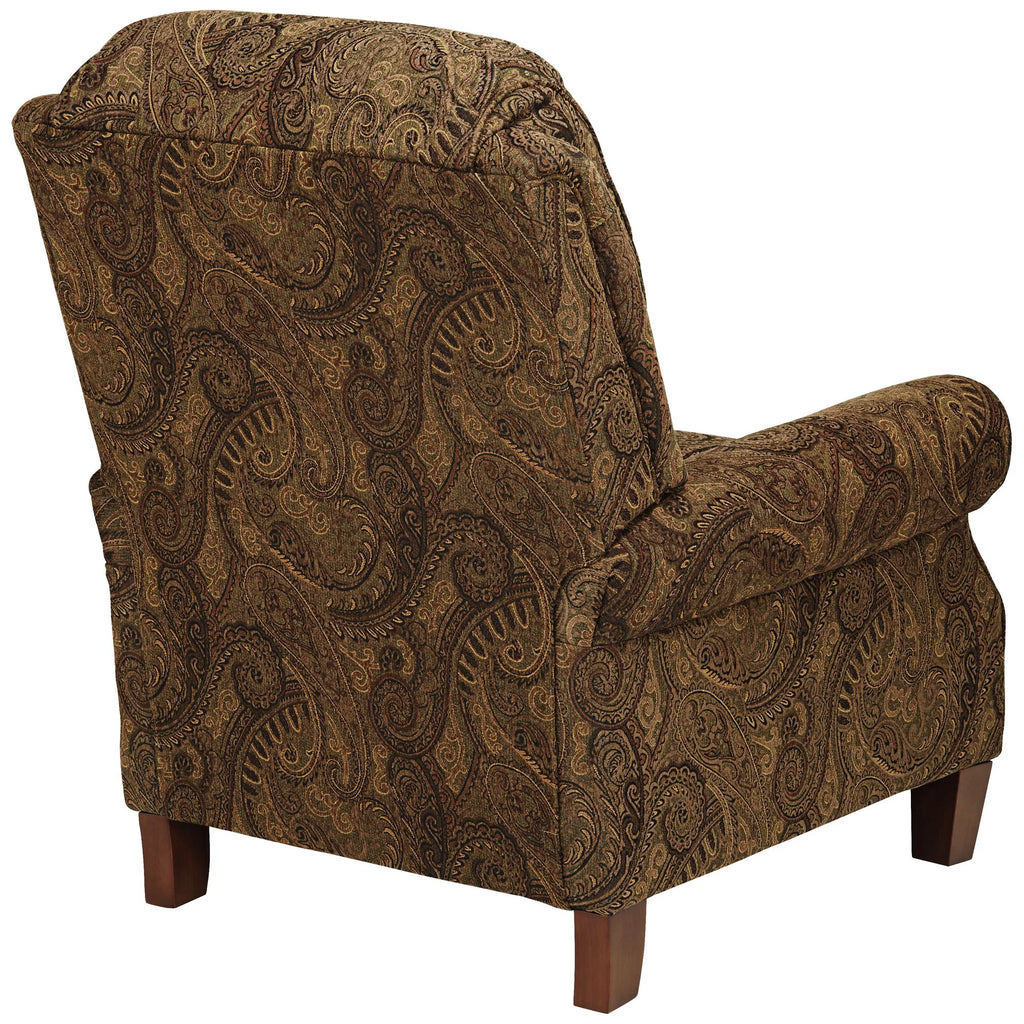 Warm Brown Paisley Patterned Fabric Recliner Chair with Push Manual Reclining Footrest A728877
