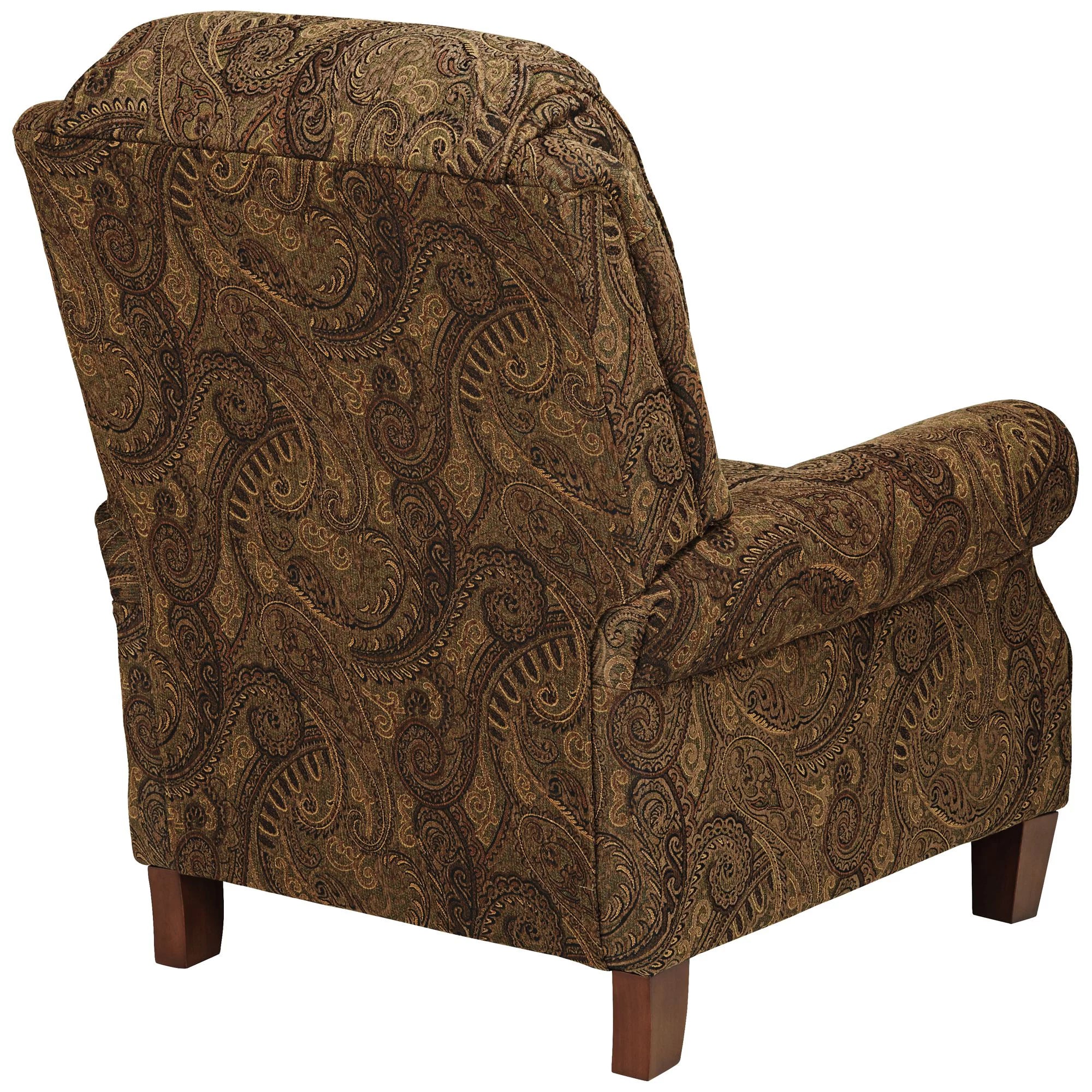 Warm Brown Paisley Patterned Fabric Recliner Chair with Push Manual Reclining Footrest A728877