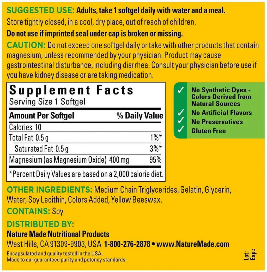 Magnesium 400 mg Liquid Softgels G115685