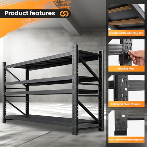 Heavy Duty 4-Tier Metal Garage Shelving Unit, Adjustable Steel Storage Rack D5378