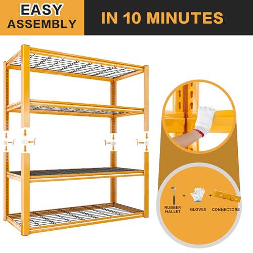 40" W Garage Shelving 2240 LBS Storage Shelves Adjustable Metal Heavy Duty 4 Tier R5651