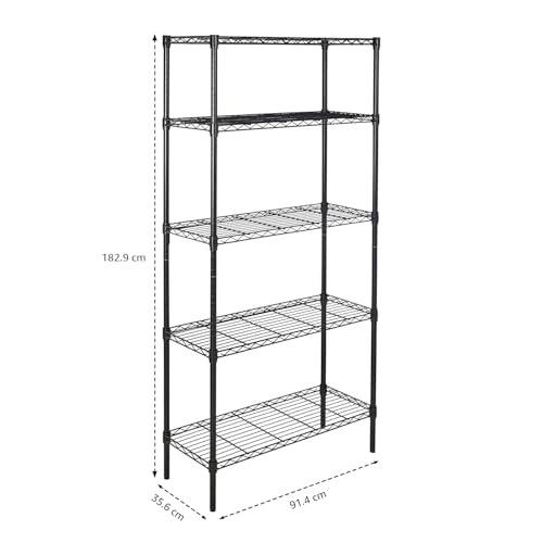 5-Shelf Adjustable Heavy Duty Steel Wire Storage Shelving Organizer, 36" L x 14" W x 72" H X6421