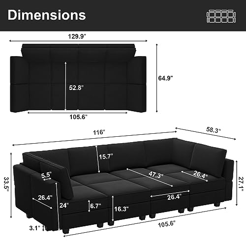 Modular Velvet Sectional Sofa with Chaise Lounge and Storage X4138