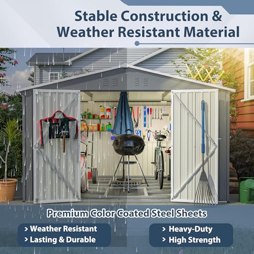 Outdoor Storage Shed, Heavy-Duty All-Weather Tool Shed with Lockable Doors C3585