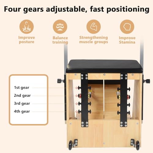 Pilates Chair with Split Pedals and Handles for Home Gym Workout N164