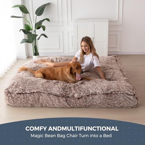 Giant Bean Bag Chair Bed for Adults, Convertible Floor Sofa Mattress R473823