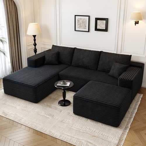 Modular Sectional Sofa with Ottoman, U-Shaped Deep Seat Couch for Living Room O870