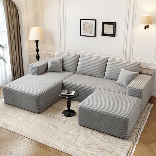 Modular Sectional Sofa with Ottoman, U-Shaped Deep Seat Couch for Living Room O870