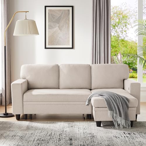 80" L-Shaped Sleeper Sectional Couch with Storage Chaise and USB Port H31043