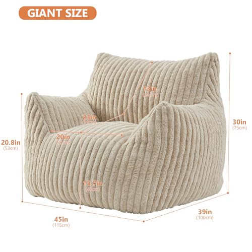 Plush Bean Bag Chair with Armrests for Adults and Teens M473