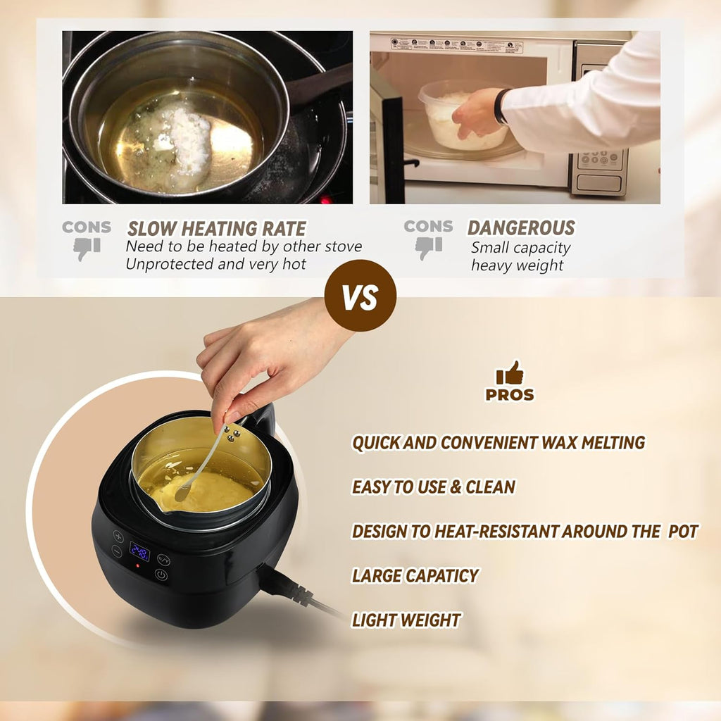 Wax Melter for Candle Making, 1L Melting Pot with Digital Temperature Display A2391