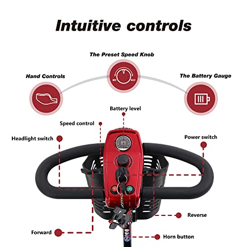 Electric Mobility Scooter for Seniors, Compact Heavy Duty Travel Scooter with Cup and Phone Holder Y70781