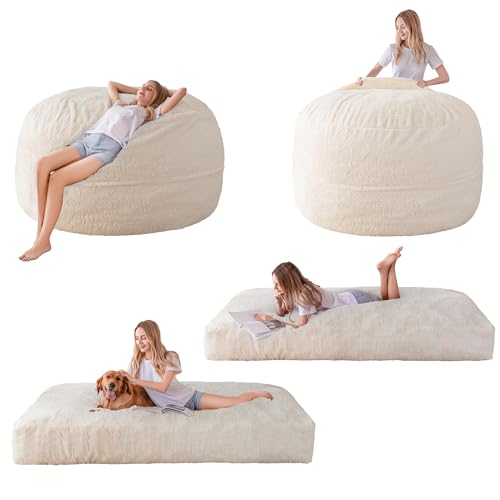 Giant Bean Bag Chair Bed for Adults, Convertible Floor Sofa Mattress R473823