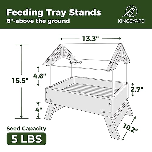 Ground Bird Feeder for Outdoors - Recycled Plastic Platform Feeder for Wild Birds, Rainproof, 5 LBS Capacity F69206