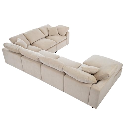 Modular Sectional Sofa with Ottoman, U-Shaped Lounge Couch H930