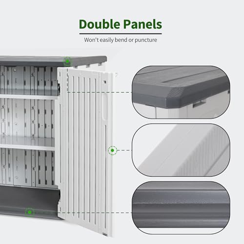 Plastic Storage Shed 4.3 x 2.5 ft, Waterproof Outdoor Cabinet with Floor L995
